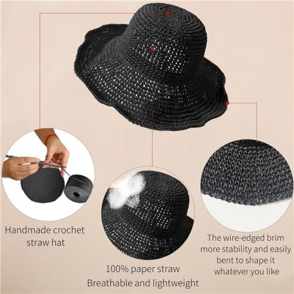 Women\'s Straw Hat Foldable Straw Fedora Hat main image 5